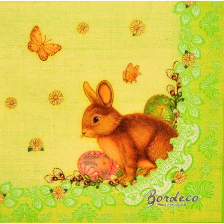 Serwetka decoupage seria DAISY zajączek w rogu 33x33cm